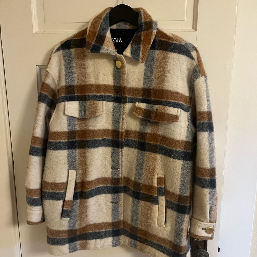 Zara Women’s Plaid Jacket - Brown and Blue